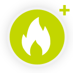 fire/flame in circle - yellow green (icon)