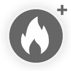 fire/flame in circle - grey (icon)