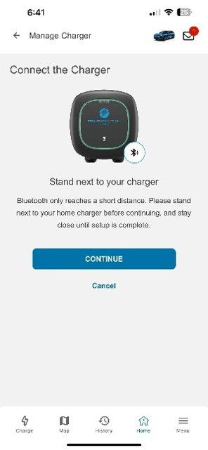 EVolution app connecting my charger to the app screenshot