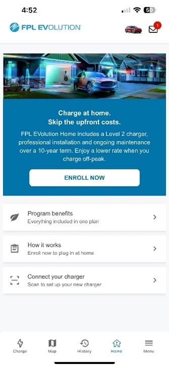 FPL EVolution app connecting my charger to the app