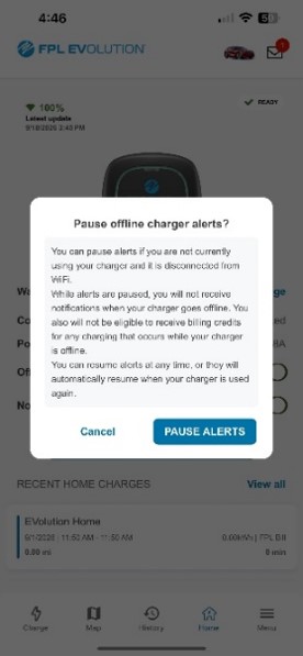Evolution app managing my charging screenshot