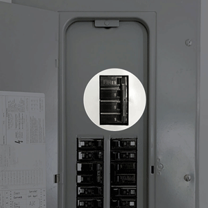 Inside view for service disconnect with amp