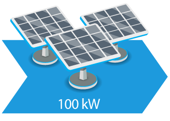 Solar tree icon on an image of an arrow