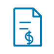 Blue outline icons of a bill