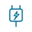 Blue outline icons of a charger