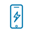 Blue outline icons of evolution app