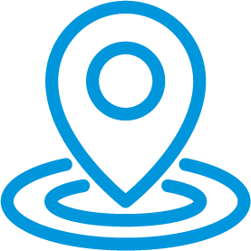 blue outlined icon of a lightning bolt with a decreasing arrow