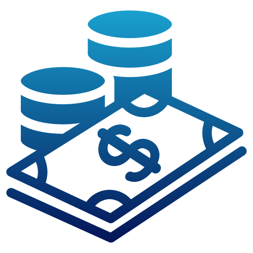 stack of money icon blue gradient outline