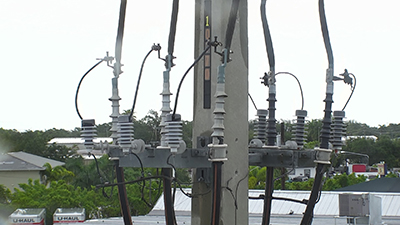 Image of power lines from drone