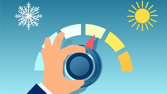vector of a hand rotating the thermostat