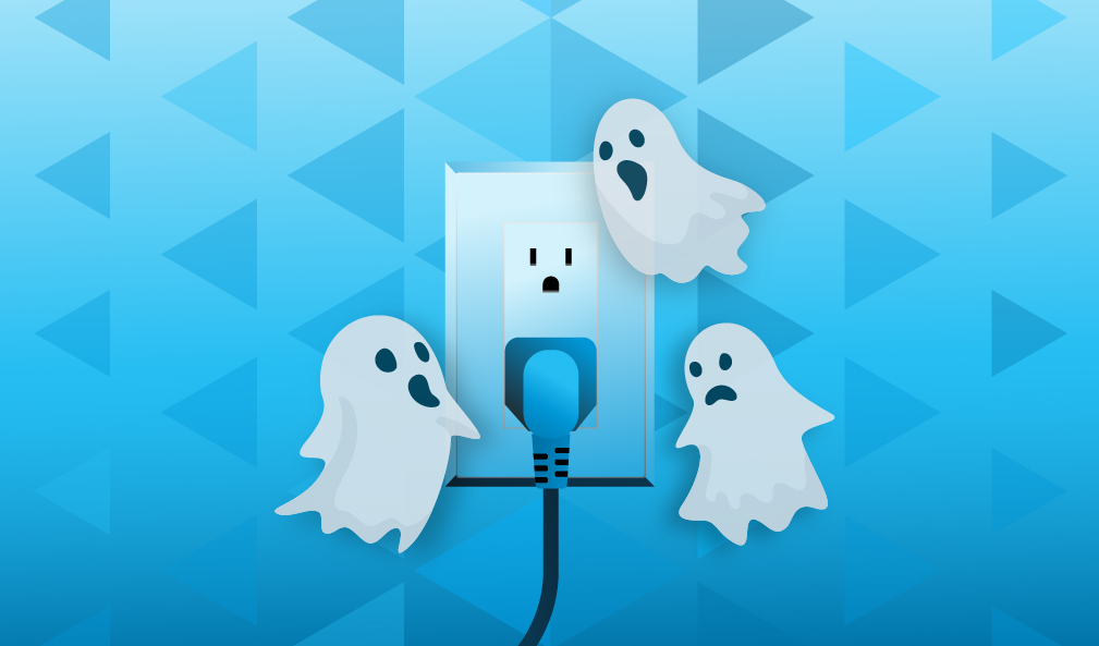 Ghosts hanging out by electrical outlet