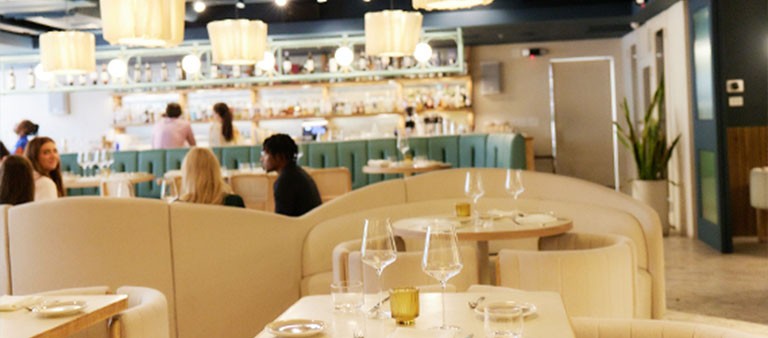 inside a modern well-lit restaurant
