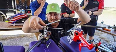 FPL employee working on a drone