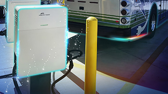 a third party EV charger with decorative glow lines