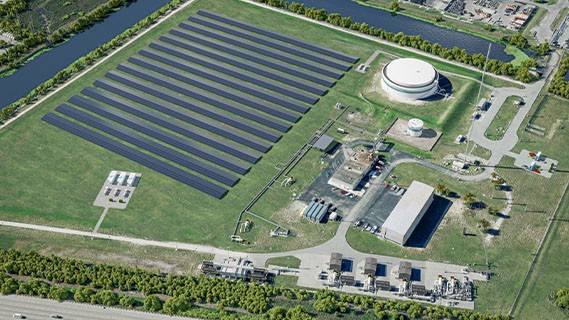 aerial view of fpl evolution hub in riviera beach