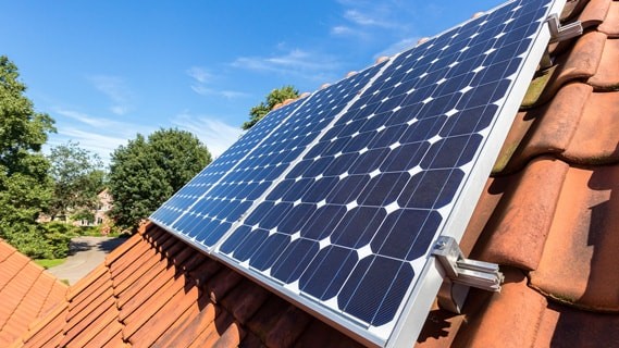 Solar panels on a rooftop 