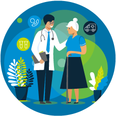 MESP Icon - Cartoon doctor with woman