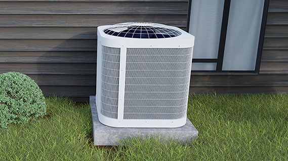 hvac unit outside house on grass