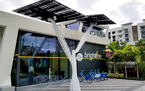 Solar tree outside of brightline station