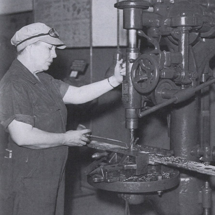 black and whit snapshot of a woman engineer working at an fpl plant