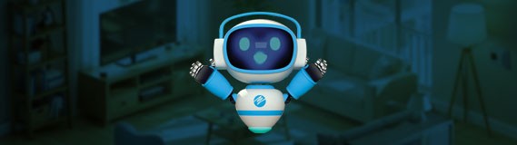saver robot on an opaque blue background