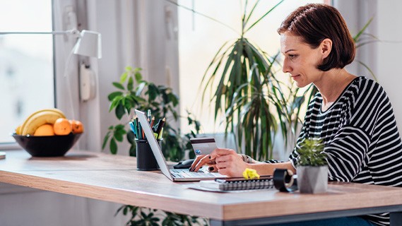 Woman working on her laptop
