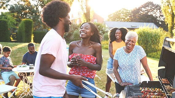 A family grilling out