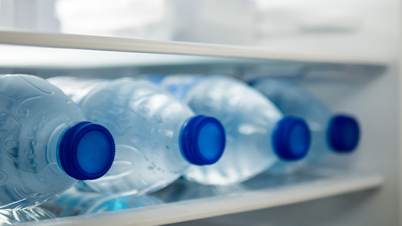 water bottles in fridge