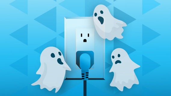 Ghosts hanging out by electrical outlet