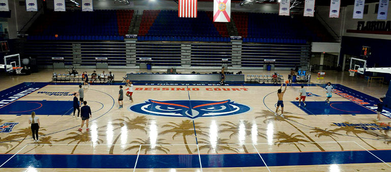 view of an indoor basketball court at FAU