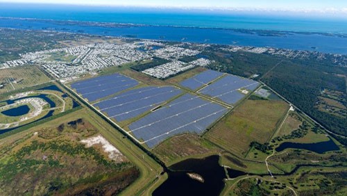 aerial view of solar field