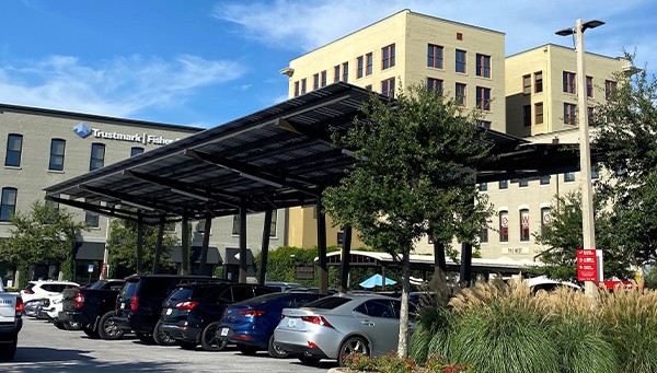 FPL solar canopy at the parking lot on Baylen street in Pensacola