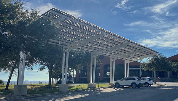 FPL solar canopy at the parking lot of Corrine Jones Resource Center