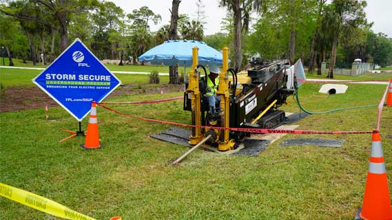 Storm secure underground program sign in a park