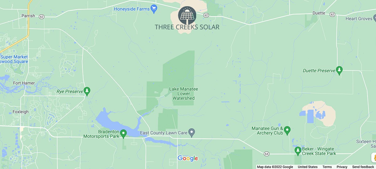 three creeks solar energy center map
