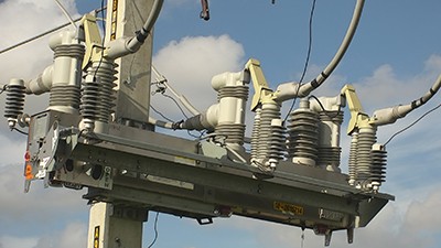 Image of power lines from drone
