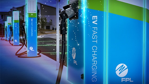 an electric car parked and being charged at an fpl evolution charger