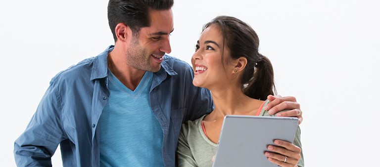 Man and woman smiling at each other